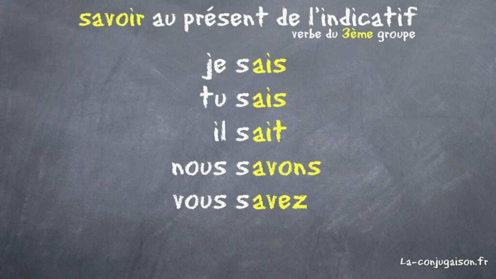 Comment conjuguer le verbe savoir au présent de l'indicatif ?